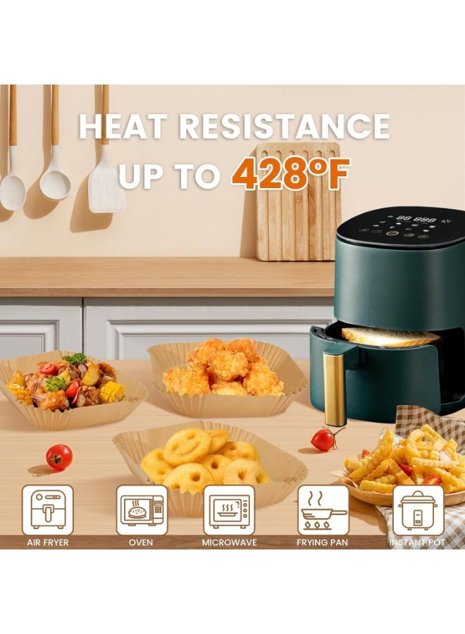 بطانات ورقية مربعة كبيرة للمقلاة الهوائية 7.9 in سريعة التنظيف مقاومة للزيت والماء ورقية غير لاصقة للخبز والشواء مناسبة للمقالي الهوائية 5‑8 كوارت - Image 5